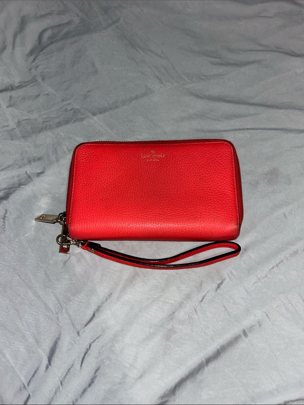kate spade Red Pebbled Leather Wristlet Clutch